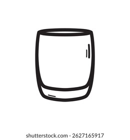 Ilustração vetorial em preto e branco minimalista de um vidro alto com uma alça e líquido no interior. Design simples ideal para temas relacionados a bebidas, utensílios de bebida ou cozinha