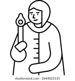 Una Ilustración vectorial minimalista en blanco y negro representa a una persona sosteniendo una vela, emanando una llama cálida. 