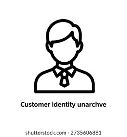 Minimalist black and white vector illustration of an anonymous customer identity featuring a faceless figure wearing a tie, ideal for business and privacy themes.
