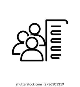Minimalist black and white vector illustration of a family icon next to a document checklist, ideal for legal, insurance, or administrative use.