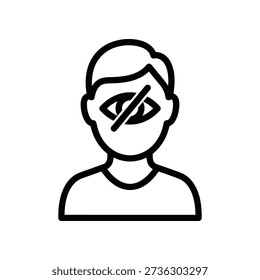 Minimalist black and white vector illustration of an anonymous person wearing a crossed eyes mask, ideal for privacy, anonymity, and security concepts.
