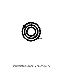 Minimalist black and white vector illustration of a coiled snake, isolated on white background, perfect for logos, icons, and graphic design projects.