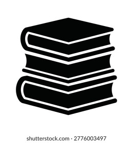 Minimalist black and white vector illustration of a stack of three classic hardcover books with visible pages, ideal for educational or literary themes.