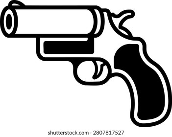 A minimalist black and white vector illustration of a signal flare gun. This icon is ideal for safety, emergency response, and maritime-themed graphic design projects.