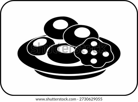Minimalist black and white vector illustration of a plate filled with delicious cookies and donuts. Perfect for bakery logos, cafe menus, food delivery icons, and sweet shop branding designs