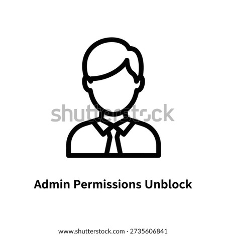 Minimalist black and white vector illustration of admin permissions unlock concept, ideal for IT security, access management, and user interface design projects.