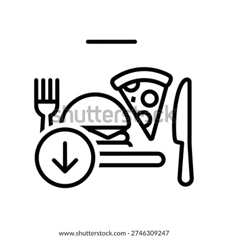 Minimalist black and white vector illustration showing a choice between eating pizza with a fork or knife, ideal for food preference and dining concept designs.
