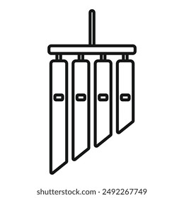 Minimalist black and white vector image of hanging wind chimes