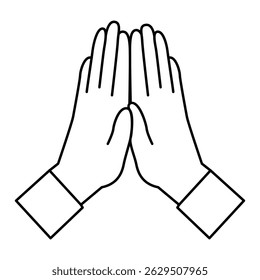 A minimalist black and white vector lineart illustration of a pair of hands