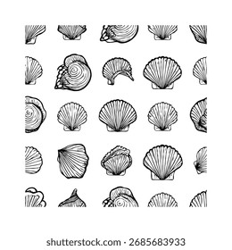 Minimalist black and white vector set of paint brush strokes, grunge style, isolated on white backer