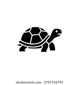Minimalist black and white of a walking turtle, isolated on a white background, nature, wildlife, conservation, and slow-paced themed projects