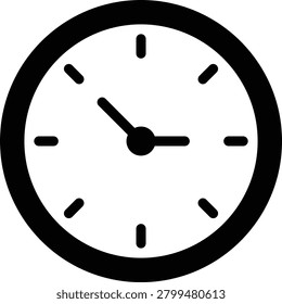 Minimalist black and white wall clock displaying quarter past nine, suitable for time management and scheduling content.