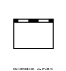 Ícone minimalista de quadro preto e branco do navegador da Web.