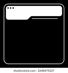 Gráfico minimalista de moldura de janela em preto e branco. Limpar janela do navegador simples com cantos arredondados.