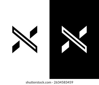 Minimalist Black and White X Logo for Branding