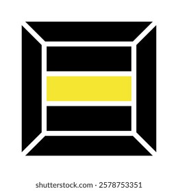 Minimalist Black And Yellow Square Shape Artwork