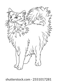 Minimalist black-and-white cat illustration designed for coloring books. A delightful choice for feline fans, kids, and artistic activities.