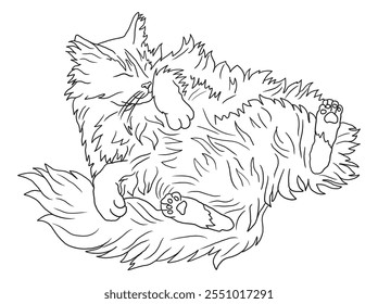 Minimalist black-and-white cat illustration designed for coloring books. A delightful choice for feline fans, kids, and artistic activities.