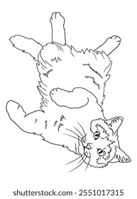 Minimalist black-and-white cat illustration designed for coloring books. A delightful choice for feline fans, kids, and artistic activities.