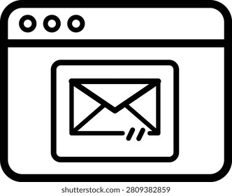 Minimalist black-and-white envelope inside a computer browser window monochrome blackwhite