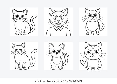 A minimalist black-and-white line art vector illustration of an angry cat, capturing its fierce expression with sharp, defined lines. Perfect for use in logos, posters, or digital art projects.