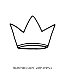 A minimalist black-and-white outline of a crown, featuring smooth curves and a traditional shape.