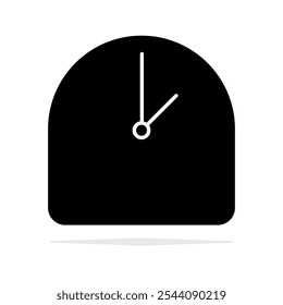 A minimalist black-and-white vector image of a clock shows the time at 2 o'clock. This icon symbolizes a timer, representing concepts of time management and scheduling.