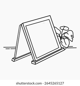 Minimalist Blank A-Frame Signboard Line Art - Chalkboard Illustration for Custom Message - Powered by Shutterstock - Get 15% off with code: PIKWIZARD15