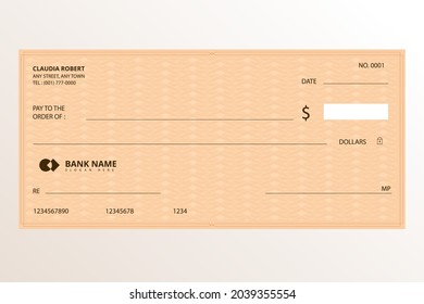 Minimalist Blank Check Template Vector Illustration.