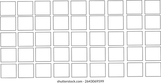Padrão de grade quadrada em branco minimalista com cinco linhas e dez colunas. Limpe as linhas desenhadas à mão ideais para modelos de design, planejadores, jogos ou modelos de layout de ícone.
