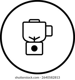 Minimalist blender icon design with clean lines and circular frame illustration