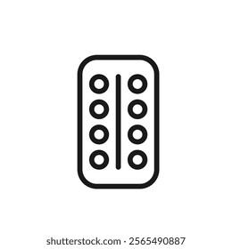 Minimalist blister pack tablets line icon. Simple pictogram with editable stroke. Great for web page, mobile app, logo idea. Healthcare and medicine treatment concept. Isolated vector illustration