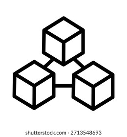 Minimalistisches Blockchain-Cube-Symbol, das verteilte Sachkontotechnologie, dezentralisierte Daten und digitale Netzwerke darstellt