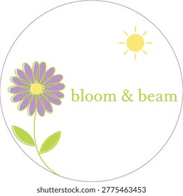 Minimalist Bloom Beam Logo Design Vector Illustration 