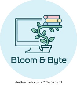 Minimalist Bloom and Byte Educational Logo Design