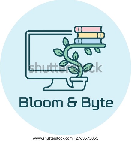 Minimalist Bloom and Byte Educational Logo Design