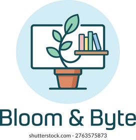 Minimalist Bloom and Byte Logo Design