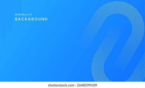 Fondo azul minimalista con Formas geométricas abstractas formadas por líneas blancas.