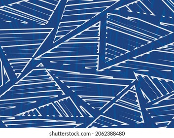 Minimalist blue background with abstract triangle stripe pattern