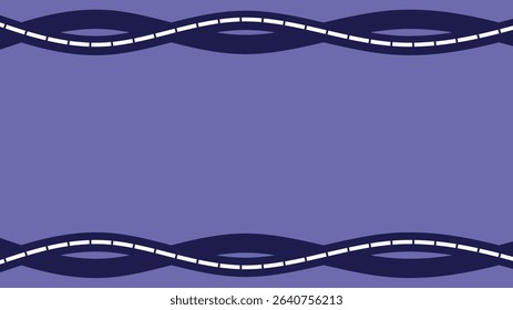 Minimalist blue background with curved dashed lines on top and bottom, forming a wavy decorative frame. copy space. Perfect for banners, presentations, or design templates.