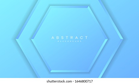 Minimalist blue background with hexagon 3d style. vector. Eps10