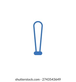 Minimalist blue baseball bat icon on a white background. Simple, clean design for sports or recreation concepts.
