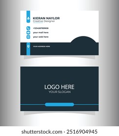 Minimalist Blue and Black Business Card, Creative Business Card