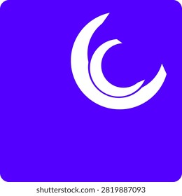 Minimalist blue circular logo containing a white dual crescent moon or stylized curved wing symbol.