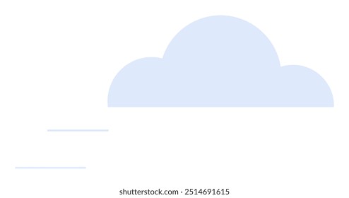 A minimalist blue cloud with two thin horizontal lines underneath, indicating movement or wind. Ideal for weather, simplicity, cloud computing, clean design, environmental themes.