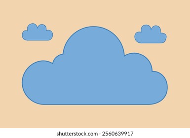 Minimalist Blue Clouds on Beige Background Illustration