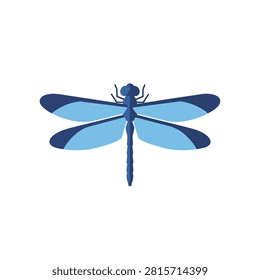 Minimalist Blue Dragonfly Vector Illustration Isolated on White Background for Graphic Design Elements