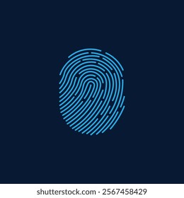 Minimalist Blue Fingerprint icon vector illustration.  