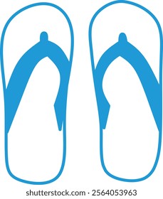 Minimalist blue flip-flop vector illustration, perfect for summer, beach, and travel-themed designs. Ideal for digital and print projects, evoking a relaxed and tropical vibe
