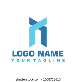 minimalist blue geometric logo vector design